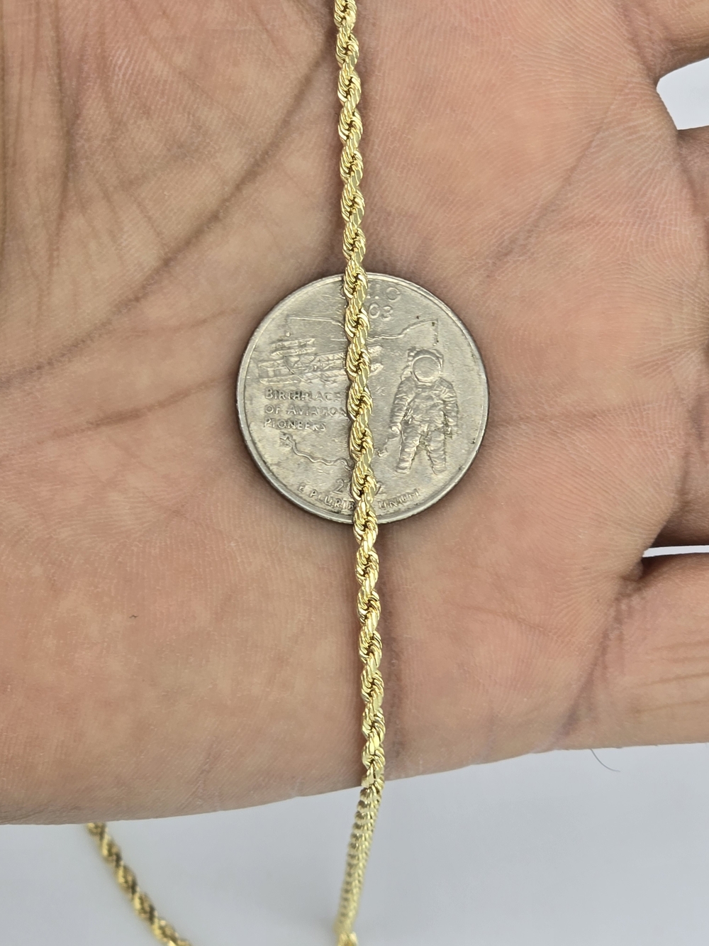 10k Real Gold Rope Chain 2.3mm 18 Inches - Picture 4 of 9